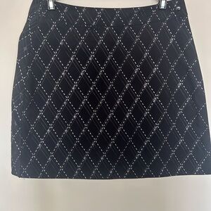 Black Argyle Golf Skirt with Stitch Detail